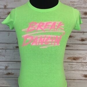 Vintage 1980s Break Dancin’ Iron-On On New Green Short Sleeve T-Shirt Dancing